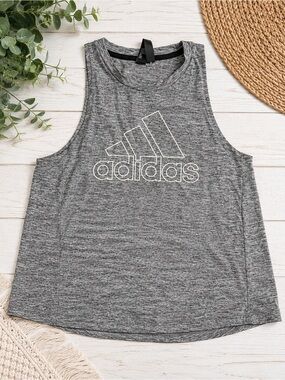 adidas Heather Gray Sleeveless Logo Tank top medium workout